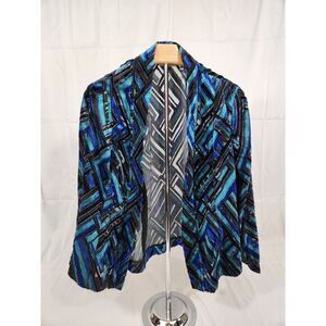 Chico's‎ Lightweight Jewel Colored Jacket Geometric Print Winter Art!
